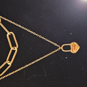 Elegant Gold Plated Chain Necklace with Heart Pendant